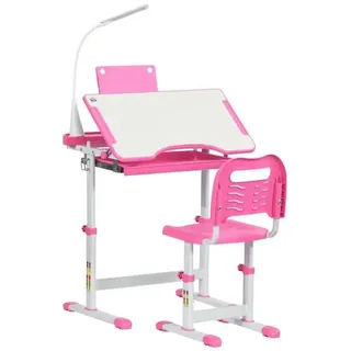 Verstellbarer Schulschreibtisch mit Stuhl - Kinderschreibtisch Set - Höhenverstellbar 80–105 cm - Für Kinder 6–12 Jahre - Metallgestell - Tisch 70 x 49,5 cm - Armeegrün