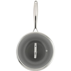 Sitram 715060 Wok aus Edelstahl, 3-lagig, Durchmesser 24 cm, Höhe 8,5 cm, Wabenbeschichtung, antihaftbeschichtet und kratzfest, ohne PFOA, Glasdeckel, für alle Herdarten einschließlich Induktion