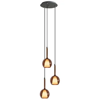 s.luce Galerieleuchte Belluna 3-flammig Braun Ø 14cm , Glas , Rund , E14 , 14x35x14 cm , Lampen & Leuchten, Innenbeleuchtung, Hängeleuchten, Pendelleuchten