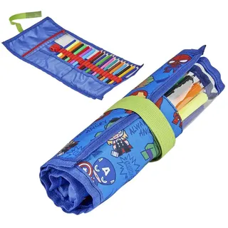 CERDÁ LIFE'S LITTLE MOMENTS - Estuche Escolar Enrollable Niño de The Avengers | Incluye Lapices de Colores, Rotuladores, Goma y Sacapuntas para Preescolar y Primaria - Licencia Oficial Marvel
