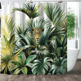 GXUNNAA Duschvorhang Grün Blätter Pflanze Duschvorhänge - Wasserdichter Waschbar Polyester Stoff Bad Vorhang mit Ösen und 12 Haken für Badezimmer/Dusche,200 x 200 cm