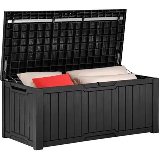 YITAHOME Gartenbox Wasserdicht, 450 Liter Groß Outdoor Garten Auflagenbox, Abschließbarem kissenbox Wetterfest Garten Aufbewahrungsbox mit Seitengriffen für Gartengeräten Poolzubehör,Schwarz