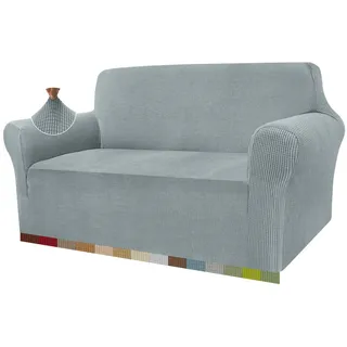 High Stretch Sofabezug Moderne Sofaüberwurf Jacquard Elastische Sofahusse für Wohnzimmer Protector für Hunde Haustiere (2 Sitzer, Neutral Grau)