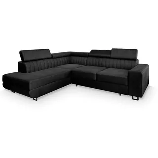 masseno Ecksofa mit Schlaffunktion Nola , schwarz , Maße (cm): B: 253 H: 88