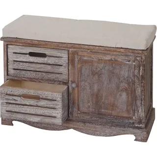 Sitzbank HWC-J22, Bank Kommode, Shabby-Look Vintage MVG-zertifiziert 49x71x32cm braun