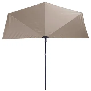 Sonnenschirm , Naturfarben, Schwarz , Textil , 270x150 cm , höhenverstellbar, regenabweisend, stabile Strebegelenke, UV-beständig , Sonnenschutz, Sonnenschirme