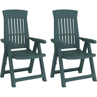 vidaXL Gartenstühle 2 Stk. Verstellbar Grün PP - Grün
