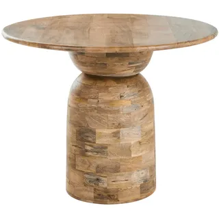 Beliani Esstisch Hellbraun 110/110 cm Mangoholz Murtle , Holz , Rund , 110x77x110 cm , Esszimmer, Esstische