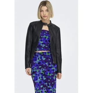 Jdy Lederimitatjacke JDY "JDYEMILY FAUX LEATHER JACKET OTW NOOS", Damen, Gr. 36 (S), schwarz, Web, Obermaterial: 100% Polyester. Beschichtung: 100% Polyurethan, unifarben, figurbetont hüftlang, Jacken