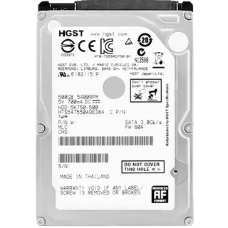 HGST 5K750 500GB Travelstar, SATA, 500 GB, 63.5 mm (2.5 "), 70 mm, 9.5 mm, 100 mm