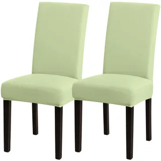 Sufdari Stuhlhussen 2er Set Grün, Stretch Esszimmer Stuhlbezug für Esszimmerstühle, Abnehmbarer Waschbarer Spandex Stuhlüberzug für Küchenstühle,Hotel, Bankett(Grün, 2 Stück