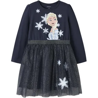NAME IT Mädchen Nmfosimi Frozen Ls Tulle Dress Wdi, Navy Blazer, 92 cm