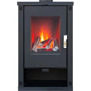 Kaminofen ALAZ K10M Schwarz 10 kW, Kamin Heizofen Dauerbrandofen Holzofen, aminholz Hüttenofen, aminfeuer, Briketts kamin, Fireplace wood - Schwarz
