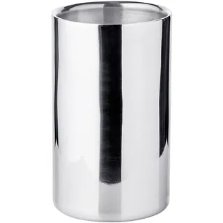 EDZARD Flaschenkühler Nebraska, Höhe 20 cm, Durchmesser 12 cm, für 1 Flasche, doppelwandig, Edelstahl hochglanzpoliert, glatt, Handarbeit - Getränkekühler, Weinkühler, Sektkühler