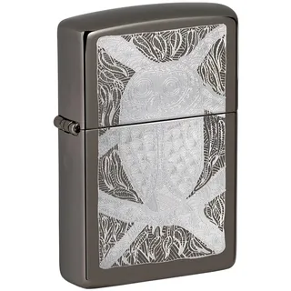 Zippo Sturmfeuerzeug - John Smith Gumbula Design mit Lasergravur - Black Ice Finish - Nachfüllbar - Wiederverwendbar - Windfest - Geschenkbox - Made in USA