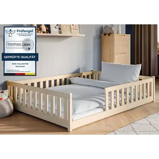 Kids Collective Jugendbett Bodenbett 140 x 200 cm Kiefer massiv natur beige