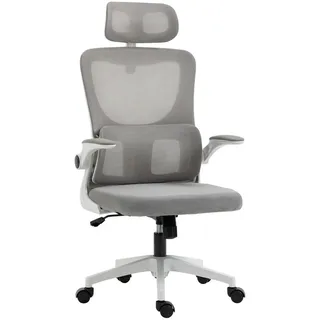 Redom Gamingstuhl 60/59/114-122 cm, ergonomisch, höhenverstellbar, Mesh, grau , Grau , Textil , 59x122x60 cm , Büromöbel, Bürostühle, Gaming-Sessel