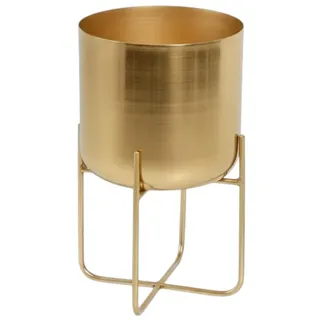 Serene Spaces Living Kurzer Goldener Soho-Pflanztopf mit abnehmbarem Metallständer, dekorativer Innenpflanzentopf, Blumentopfständer für Wohnzimmer, Küche, Büro, Maße: 33 cm hoch und 18,4 Durchmesser