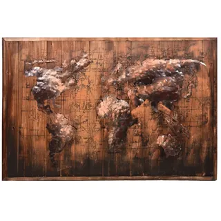 Garden Pleasure Wandbild 3D Weltkarte braun, Metall