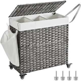 Songmics Wäschekorb mit Deckel, 140 L,