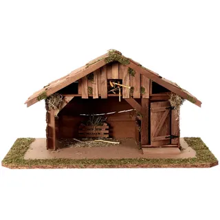 Krippenstall, alpiner Stil, für 10-12 cm Krippe, 30x55x30 cm