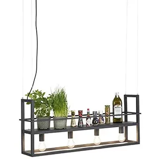 Qazqa Esstisch Modern Pendelleuchte, Pendellampe - Cage Rack - Schwarz, 4-flammig, 101.5cm, Ideal als Esszimmerlampe und Wohnzimmerlampe