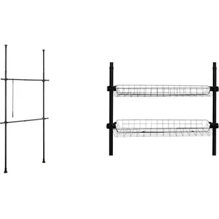 WENKO Teleskop-System Herkules Basic Schwarz matt - Kleiderständer - Kleideraufbewahrungssystem - Stahl, Kunststoff - Schwarz