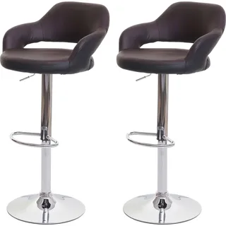 2er-Set Barhocker HWC-F16, Barstuhl Tresenhocker Drehhocker, mit Lehne Kunstleder braun-schwarz - Braun