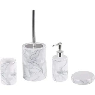 Beliani Arauco Badezimmer Set 4-teilig Keramik Weiß/Grau