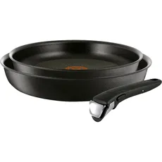 Tefal L65091 3-teiliges Pfannen-Set Ingenio Expertise | 43.9 x 28 x 8 cm Pfanne | inklusive Griff | Alle Herdarten, auch Induktion | Antihaftversiegelt | Backofengeeignet bis 250°C | Schwarz