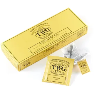 TWG Tea | Yunnan FOP | Schwarzer Tee | Erdiger, Sanfter Nachgeschmack | 15 Handgenähte Teebeutel aus Baumwolle | Geschenkset