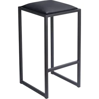 FERRO Barhocker 64 cm Eko – Moderner Metall Barstuhl ohne Lehne im Loft-Stil mit Gepolstertem Sitz - Schwarz