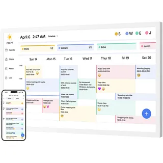 Dragon Touch 32 Zoll Digitaler Kalender Wand - 1920*1080 FHD Elektronischer Wandkalender Familienplaner mit 32GB Speicher und Wandmontierte Drehhalterung, Touchscreen Intelligenter Tischkalender-Weiß