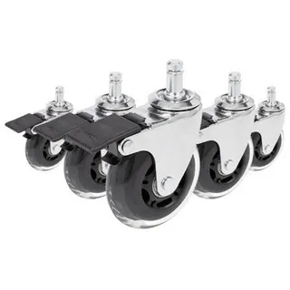 Mid.you Drehstuhlrolle , Schwarz, Silberfarben, Transparent , Metall, Kunststoff , 3.6x9.2x7.5 cm , Büromöbel, Bürostühle, Bürostuhl-Ersatzteile & Bodenschutzmatten