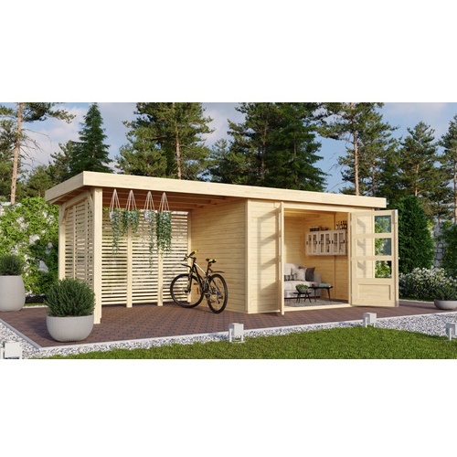Bild von Gartenhaus »Askola«, Holz, BxHxT: 557 x 211 x 217 cm (Außenmaße inkl. Dachüberstand) - beige
