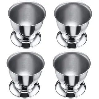 YANJINGHE 4 Stück Eierhalter Set, Eierhalter Geschirr, Eierbecher Aus Edelstahl, Eierbecher Halter, Eierbecher Eierhalter Edelstahl Soft Boiled Egg Cup Geschirr für Restaurant, Haus, Küche (Silber)
