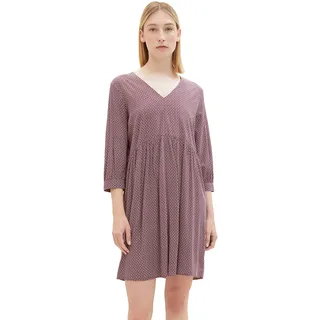 TOM TAILOR Damen 1037933 Kleid mit V-Ausschnitt, 33767-burgundy Geometrical Design, 42