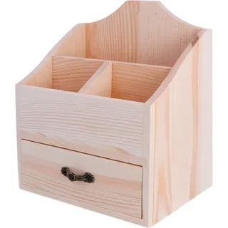 INNSPIRO Ordner aus massivem Kiefernholz mit Schublade, 15 x 10,5 x 18 cm.