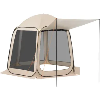 SucceBuy Campingzelt 304,8 x 280,4 cm, Pop-up-Zelt mit erweiterbarer Markise, tragbares Zelt für 4–8 Personen mit Tragetasche und Seitenwänden, ideal für Terrasse und Outdoor-Aktivitäten, Beige - Beige