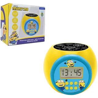 Lexibook, Ich - Einfach unverbesserlich Minions, Projektionswecker mit Schlummerfunktion und Weckfunktion, Nachtlicht mit Timer, LCD-Bildschirm, batteriebetrieben, Gelb, RL977DES