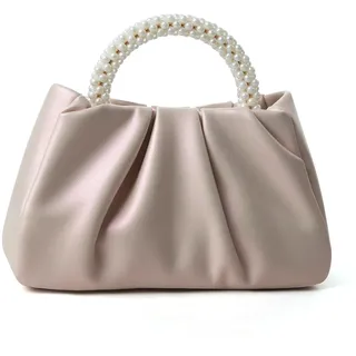 Beatfull Abend-Geldbörse für Damen, kleine Perlen, weiches Leder, gerüschte Tasche, Hochzeit, Braut, Clutch, Party, Abschlussball, Crossbody-Börse, Pink