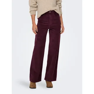 Cordhose ONLY "ONLHOPE GLOBAL HW WIDE CORD PNT NOOS", Damen, Gr. 36, Länge 32, lila (fudge), Cord, Obermaterial: 98% Baumwolle, 2% Elasthan, unifarben, lang, Hosen Cordhose, Baumwollmischung