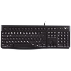 Logitech K120 Kabelgebundene Tastatur für Windows, USB-Anschluss, Leises Tippen, Robust, Spritzwassergeschützt, Einstellbare Tastaturaufsteller, Schweizer QWERTZ-Layout - Schwarz