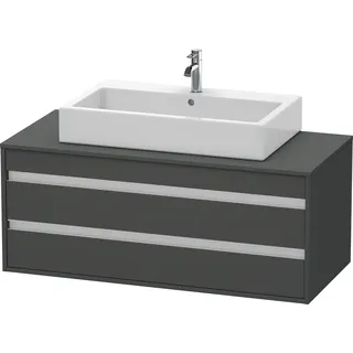 Duravit Ketho Konsolenwaschtischunterbau wandhängend, 1200x496x550 mm, 2 Schubkästen, für Aufsatzwaschbecken mittig, KT665604949, Farbe: Graphit Matt Dekor