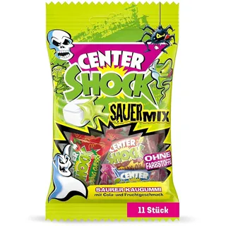 Center Shock Sour Mix, 1 Packung mit 11 extra-sauren Kaugummis, mit Füllung, ohne Farbstoffe, geeignet für Geburtstag und Weihnachten, 44g