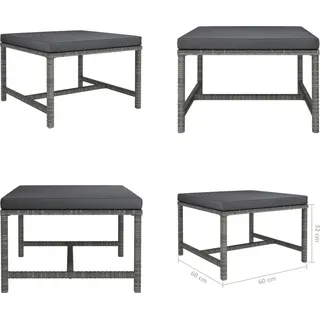 vidaXL Modular Fußhocker mit Kissen Grau Poly Rattan - Fußhocker - Fußbank - Fußbänke - Fußstütze - Grau