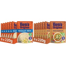 Ben's Original Express-Reis - Multipack - Basmati-Reis (6 x 220g) I Mediterran (6 x 220g) - 12 Packungen