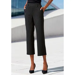 Culotte LASCANA, Damen, Gr. 32/34, N-Gr, blau (schwarz gestreift), Obermaterial: 74% Polyester, 21% Viskose, 5% Elasthan, Jacquardmuster, Nadelstreifen, Basic, 7/8-Länge, Hosen Culotte, mit Jacquard Strickmuster oder uni schwarz