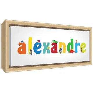 Little Helper Leinwand mit Rahmen aus Massivholz Natur illustrativen Stil Bunt mit dem Namen de jeune Jungen Alexander 25 x 63 x 3 cm mittel