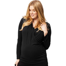 Cake Maternity Damen Womens Long Sleeve Maternity and Nursing Top, Black, Large T-Shirt, Schwarz